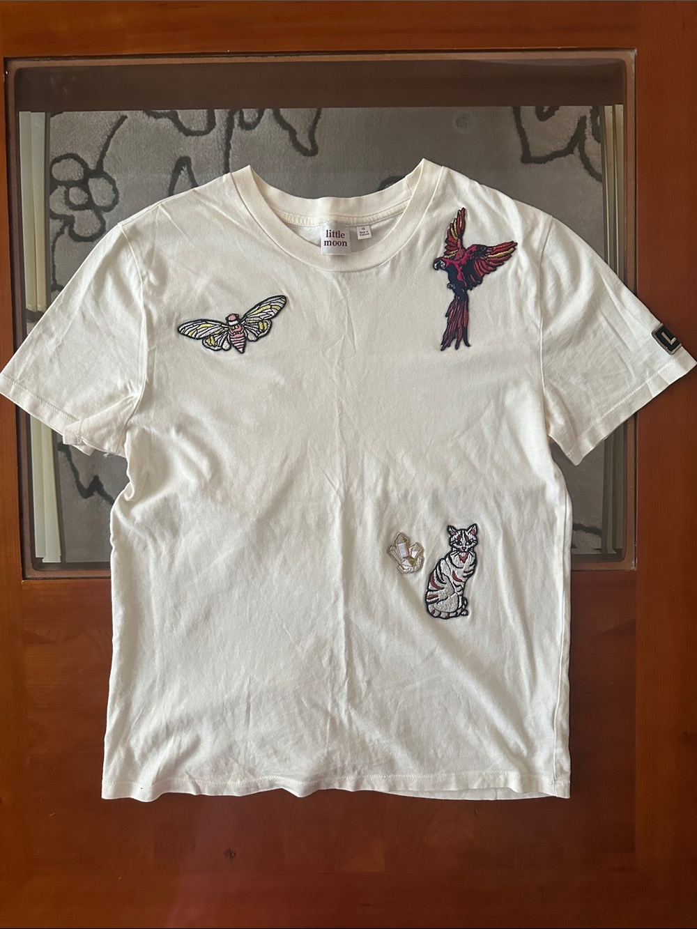 Aritzia Little Moon Cream Tee with Embroidered Designs